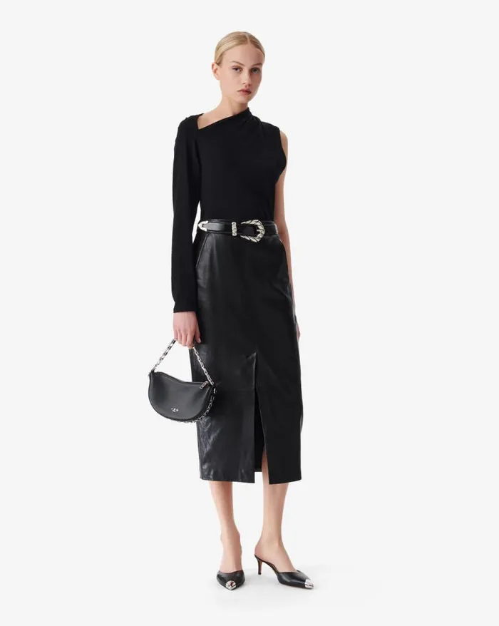 Shorts and Skirts Women IRO NADIA SLIT LEATHER MIDI SKIRT