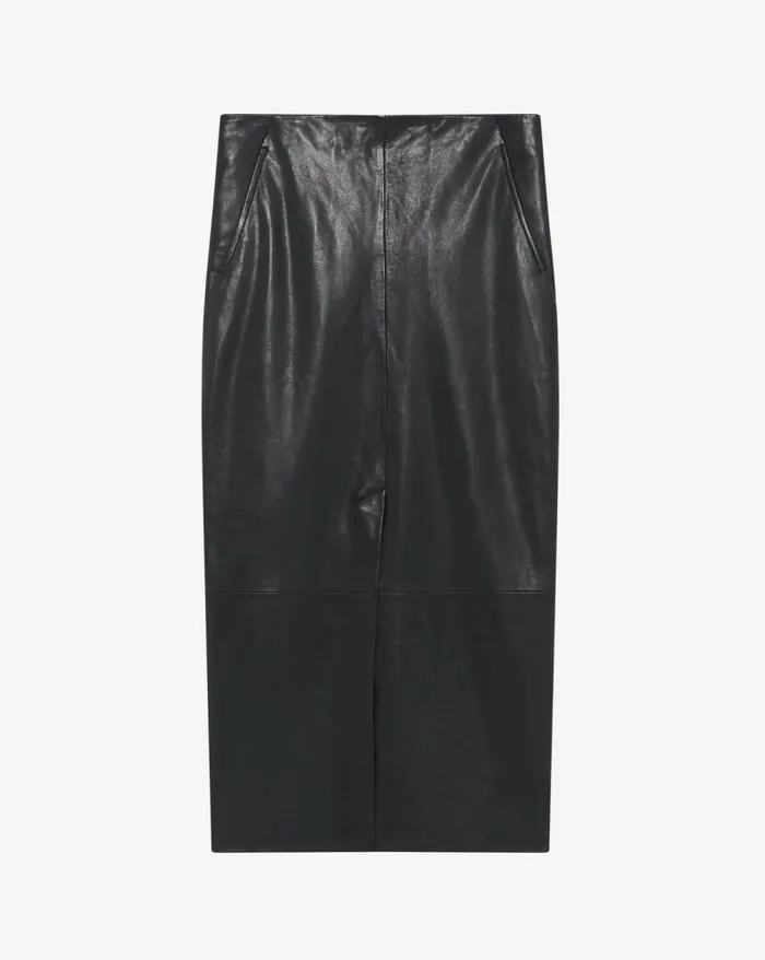 Shorts and Skirts Women IRO NADIA SLIT LEATHER MIDI SKIRT