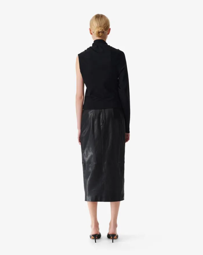 Shorts and Skirts Women IRO NADIA SLIT LEATHER MIDI SKIRT