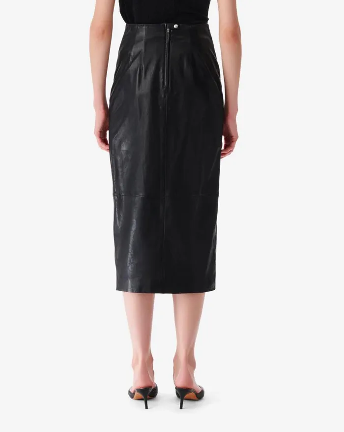 Shorts and Skirts Women IRO NADIA SLIT LEATHER MIDI SKIRT