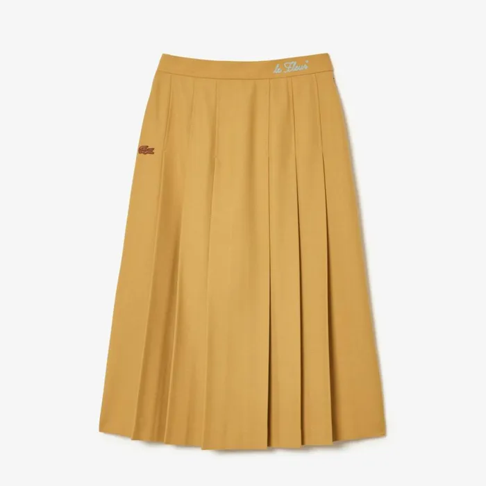 Shorts and Skirts Women Lacoste Lacoste X Le FLEUR Pleated Midi Skirt Yellow Tei Shorts and Skirts Women Lacoste Lacoste X Le FLEUR Pleated Midi Skirt Yellow Tei