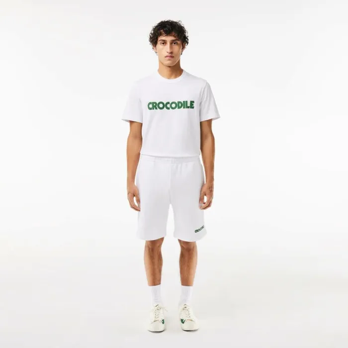 Shorts and Swim Men Lacoste Men039s Embroidered Slogan Fleece Shorts White 001 Shorts and Swim Men Lacoste Men039s Embroidered Slogan Fleece Shorts White 001