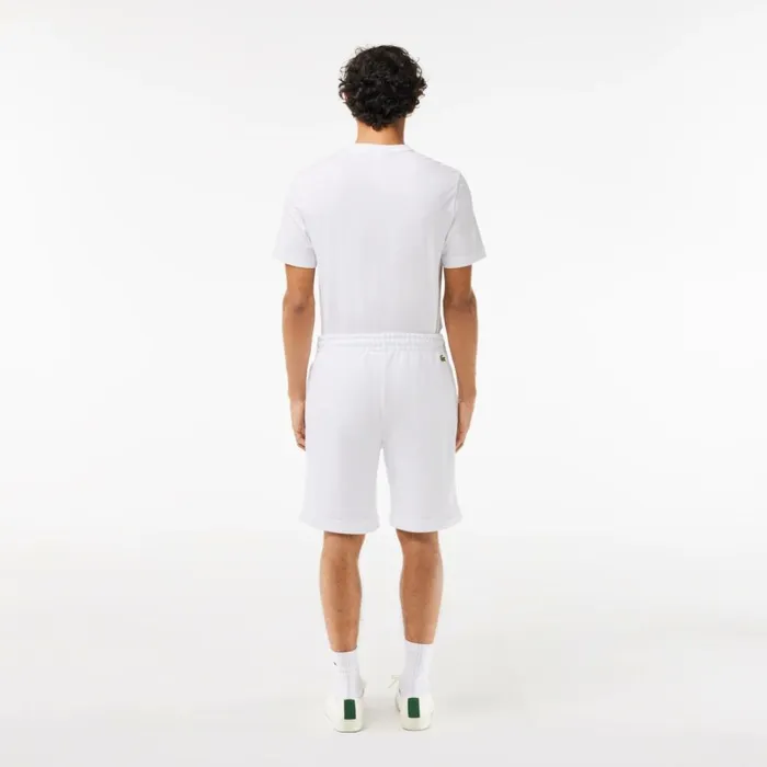 Shorts and Swim Men Lacoste Men039s Embroidered Slogan Fleece Shorts White 001