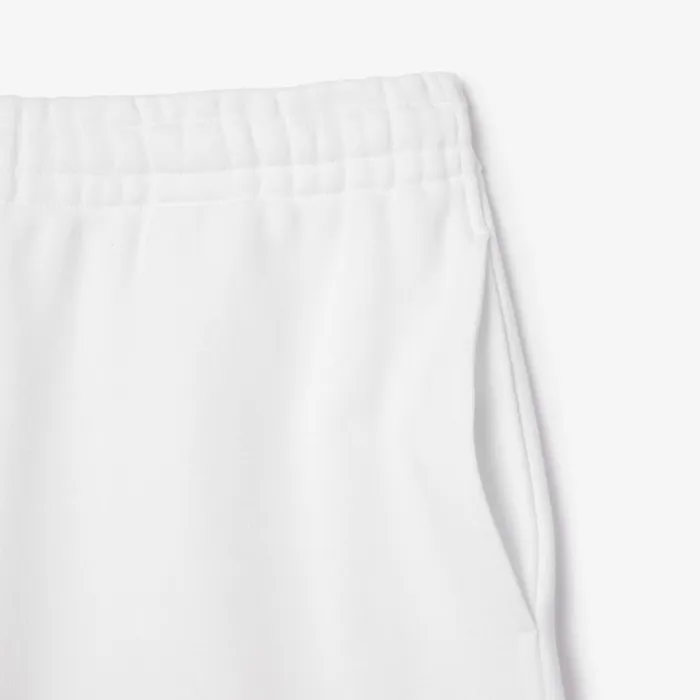 Shorts and Swim Men Lacoste Men039s Embroidered Slogan Fleece Shorts White 001