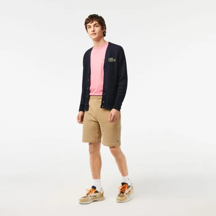 Shorts and Swim Men Lacoste Men039s Regular Fit Fleece Shorts Beige Cb8