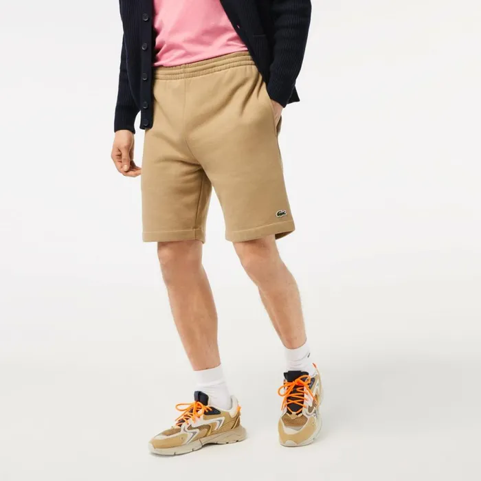 Shorts and Swim Men Lacoste Men039s Regular Fit Fleece Shorts Beige Cb8