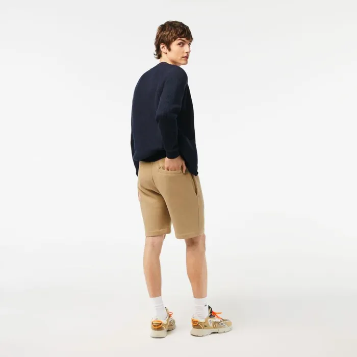 Shorts and Swim Men Lacoste Men039s Regular Fit Fleece Shorts Beige Cb8