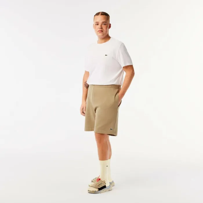 Shorts and Swim Men Lacoste Men039s Regular Fit Fleece Shorts Beige Cb8