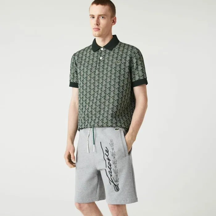 Shorts and Swim Men Lacoste Men039s Signature Print Cotton Fleece Shorts Grey Chine 4jv Shorts and Swim Men Lacoste Men039s Signature Print Cotton Fleece Shorts Grey Chine 4jv