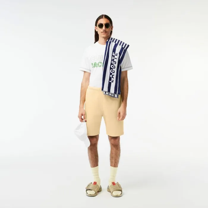 Shorts and Swim Men Lacoste Mens Unbrushed Organic Cotton Fleece Shorts Yellow K71