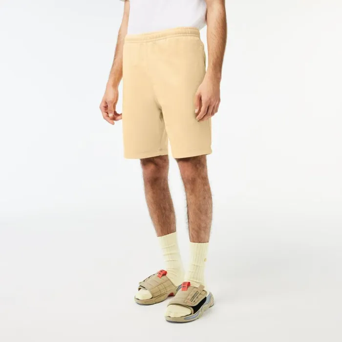 Shorts and Swim Men Lacoste Mens Unbrushed Organic Cotton Fleece Shorts Yellow K71