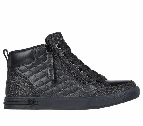 Shoutouts 8211 Glimmer Zip Black Kids SKECHERS Big Kids UK Sizes 36