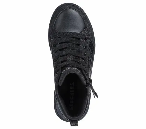 Shoutouts 8211 Glimmer Zip Black Kids SKECHERS Big Kids UK Sizes 36