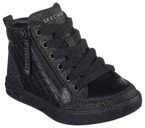 Shoutouts 8211 Glimmer Zip Black Kids SKECHERS Big Kids UK Sizes 36