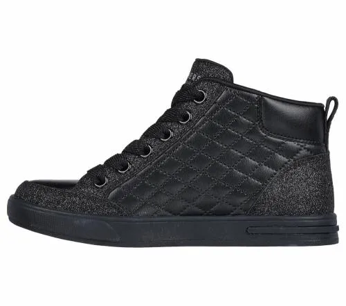 Shoutouts 8211 Glimmer Zip Black Kids SKECHERS Big Kids UK Sizes 36