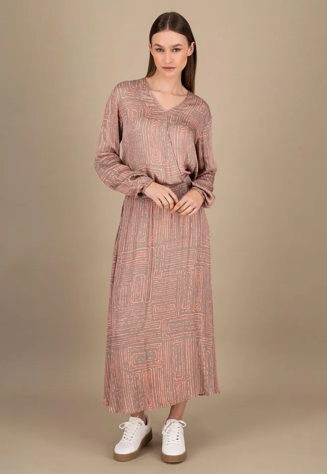 Skirts Women FYNCHHATTON Long Skirt Made Of Flowing Fabric Summer Taupe