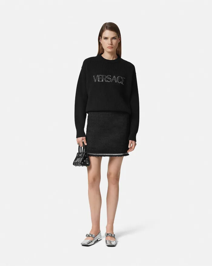 Skirts Women Versace Heritage Tweed Mini Skirt Black