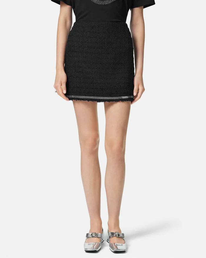 Skirts Women Versace Heritage Tweed Mini Skirt Black