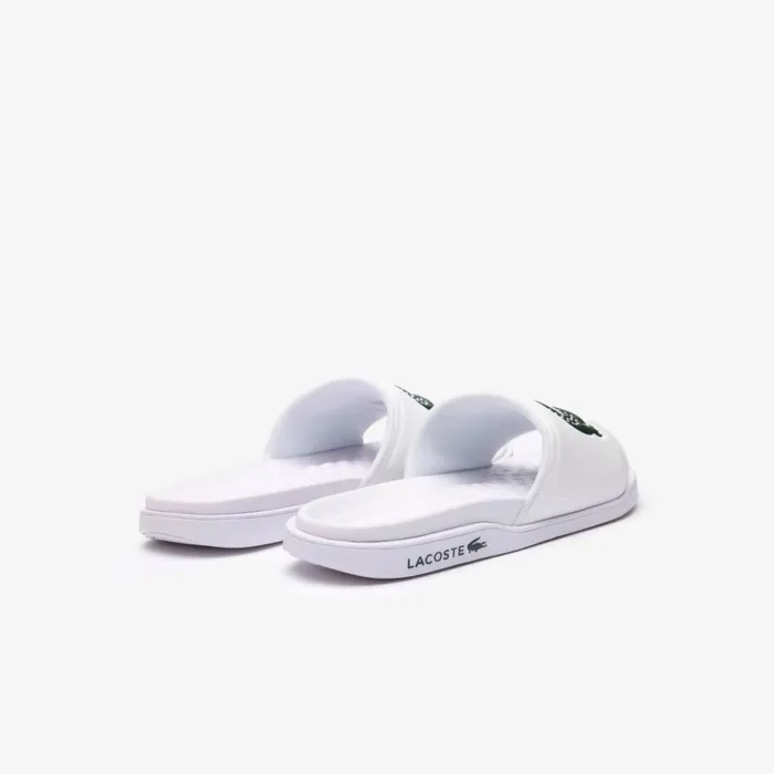 Slides Men Lacoste Men039s Croco Dualiste Logo Strap Slides Whitedark Green 1r5