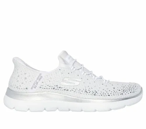Slipins Summits 8211 Brilliant Shine White Silver Women SKECHERS SlipOn