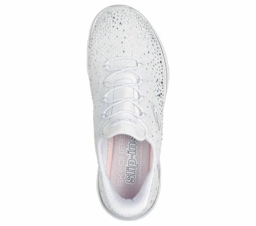 Slipins Summits 8211 Brilliant Shine White Silver Women SKECHERS SlipOn
