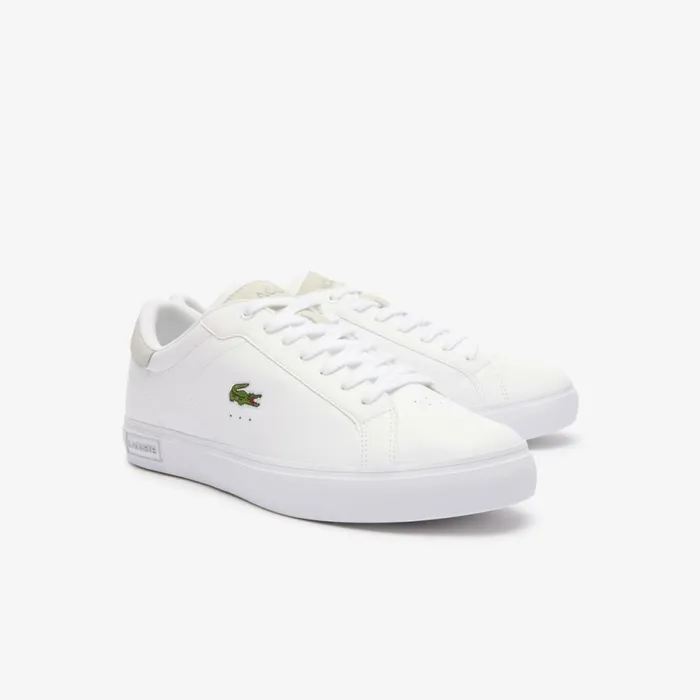 Sneakers Men Lacoste Men039s Powercourt Logo Tongue Leather Sneakers Whitegrey 14x
