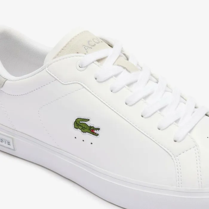 Sneakers Men Lacoste Men039s Powercourt Logo Tongue Leather Sneakers Whitegrey 14x