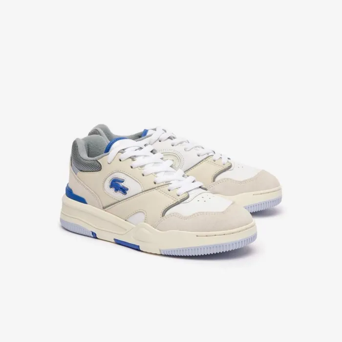 Sneakers Women Lacoste Women039s Lineset Contrasted Collar Leather Sneakers Whitelight Blue 1t3