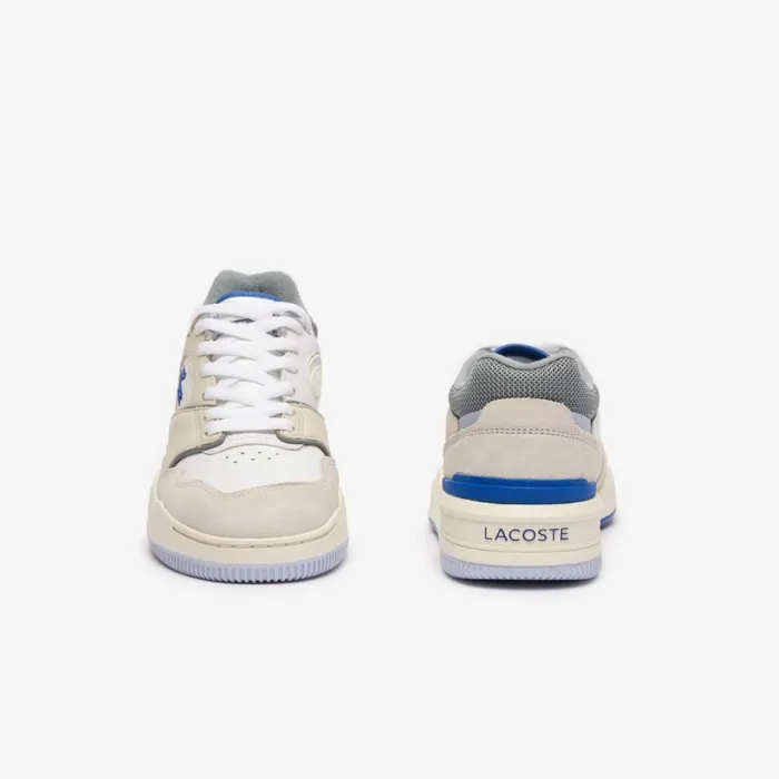 Sneakers Women Lacoste Women039s Lineset Contrasted Collar Leather Sneakers Whitelight Blue 1t3