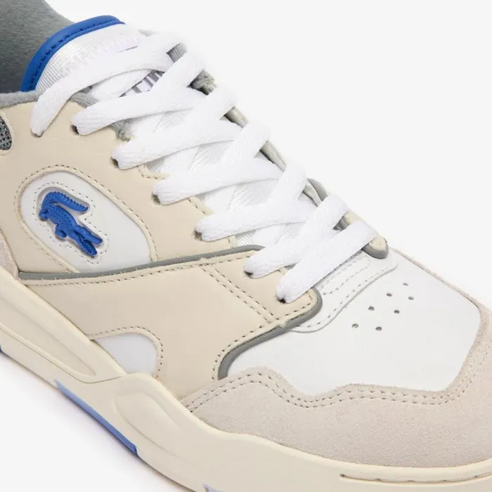 Sneakers Women Lacoste Women039s Lineset Contrasted Collar Leather Sneakers Whitelight Blue 1t3
