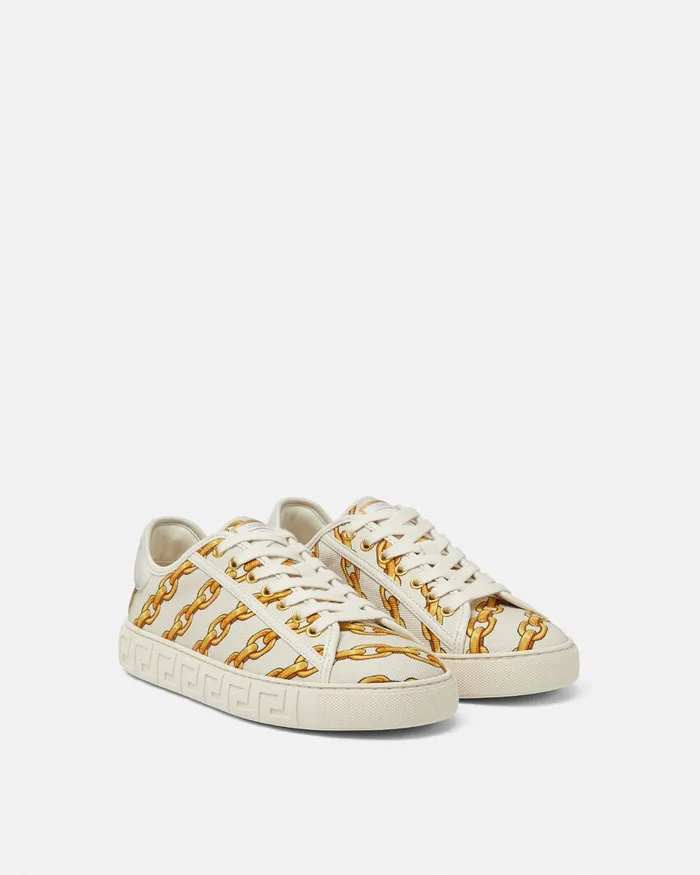 Sneakers Women Versace Chain Stripes Greca Sneakers Print