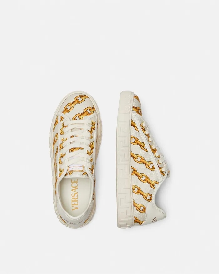 Sneakers Women Versace Chain Stripes Greca Sneakers Print