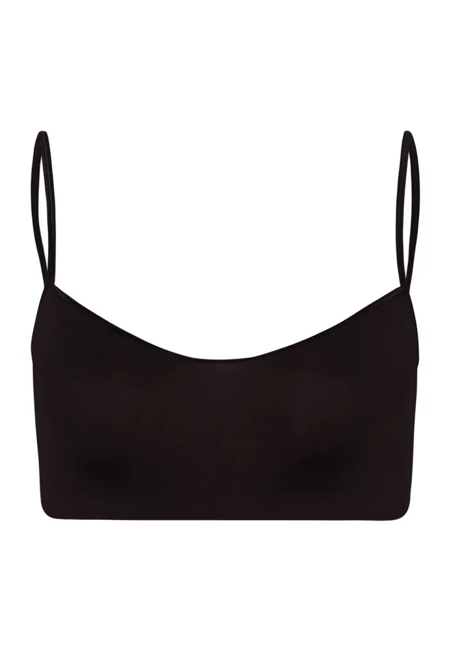 Spaghetti Crop Top Black Women HANRO Wireless Bras