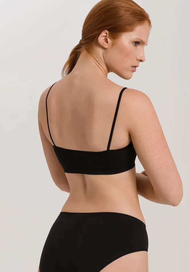 Spaghetti Crop Top Black Women HANRO Wireless Bras