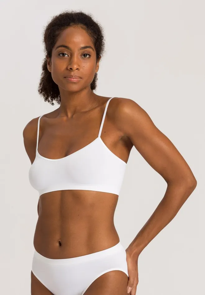 Spaghetti Crop Top White Women HANRO Wireless Bras