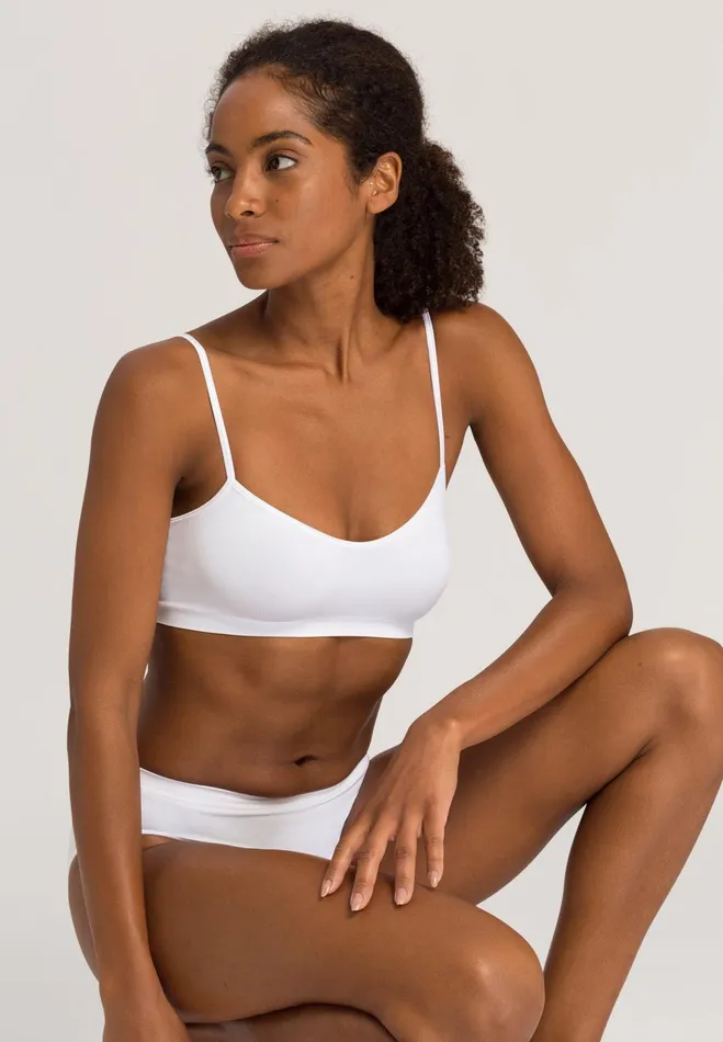 Spaghetti Crop Top White Women HANRO Wireless Bras