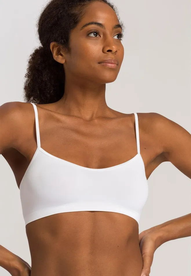 Spaghetti Crop Top White Women HANRO Wireless Bras
