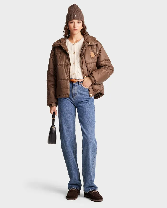 Sporty and Rich Coats Women Crown Puffer Jacket 8211 Chocolate