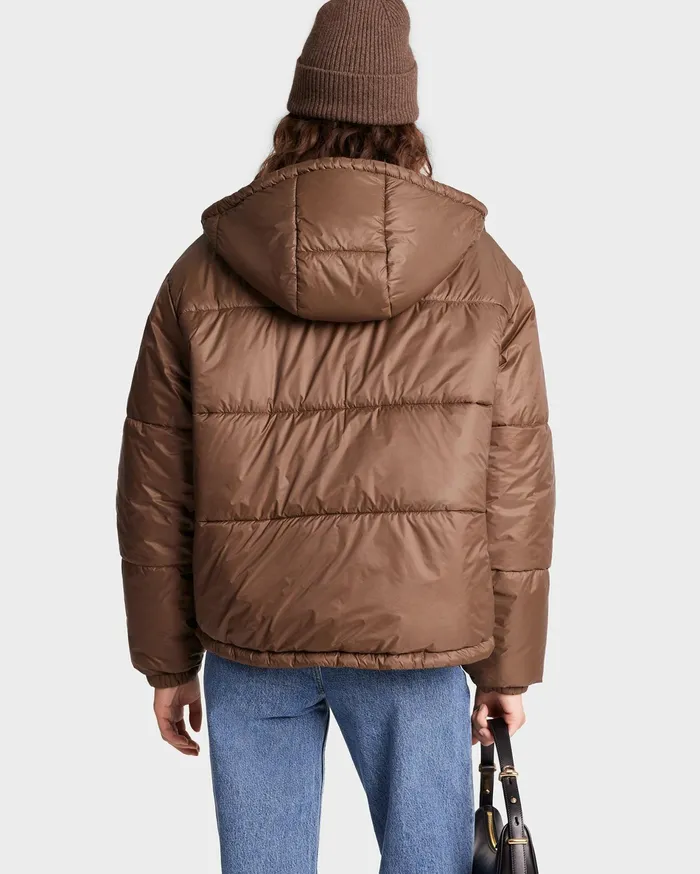 Sporty and Rich Coats Women Crown Puffer Jacket 8211 Chocolate