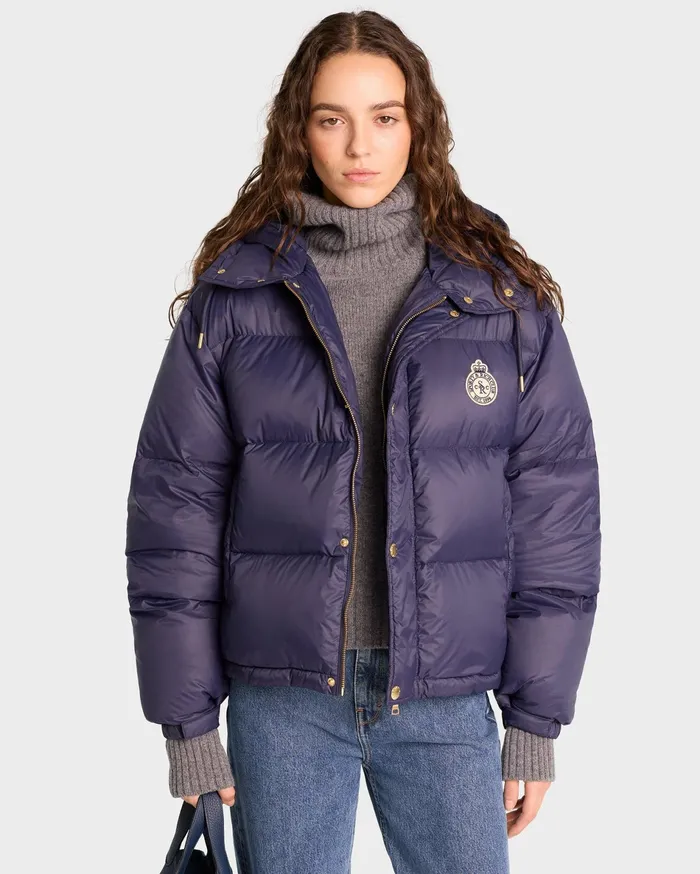 Sporty and Rich Coats Women Crown Puffer Jacket 8211 Navy