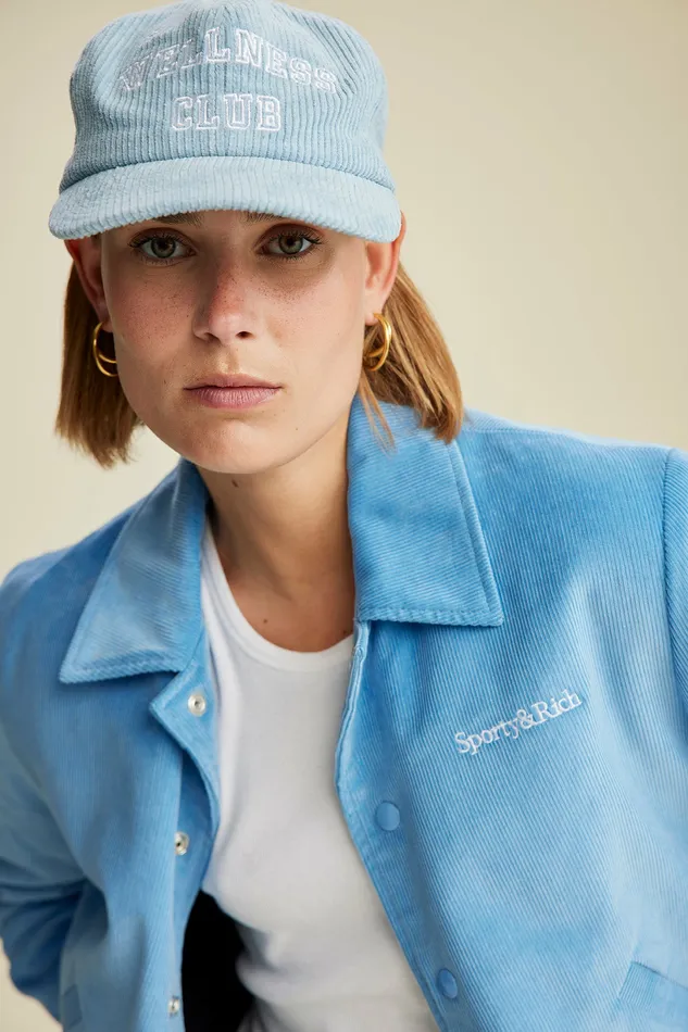 Sporty and Rich Hats Women Wellness Club Corduroy Hat 8211 Baby BlueWhite