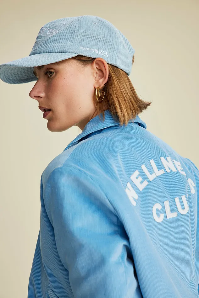 Sporty and Rich Hats Women Wellness Club Corduroy Hat 8211 Baby BlueWhite