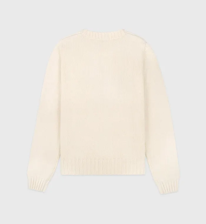 Sporty and Rich Knitwear Women NY Health Crest Knitted Sweater 8211 CreamMerlotGold