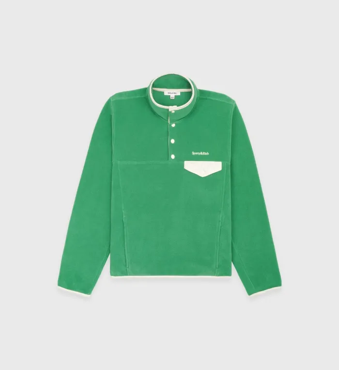 Sporty and Rich Polar Fleece And Sherpa Women Buttoned Polar Sweatshirt 8211 KellyCream Sporty and Rich Polar Fleece And Sherpa Women Buttoned Polar Sweatshirt 8211 KellyCream