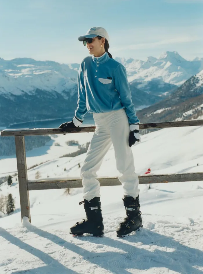 Sporty and Rich Polar Fleece And Sherpa Women Buttoned Polar Sweatshirt 8211 Sky BlueWhite