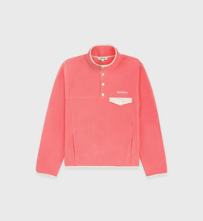 Sporty and Rich Polar Fleece And Sherpa Women Buttoned Polar Sweatshirt 8211 StrawberryCream Sporty and Rich Polar Fleece And Sherpa Women Buttoned Polar Sweatshirt 8211 StrawberryCream