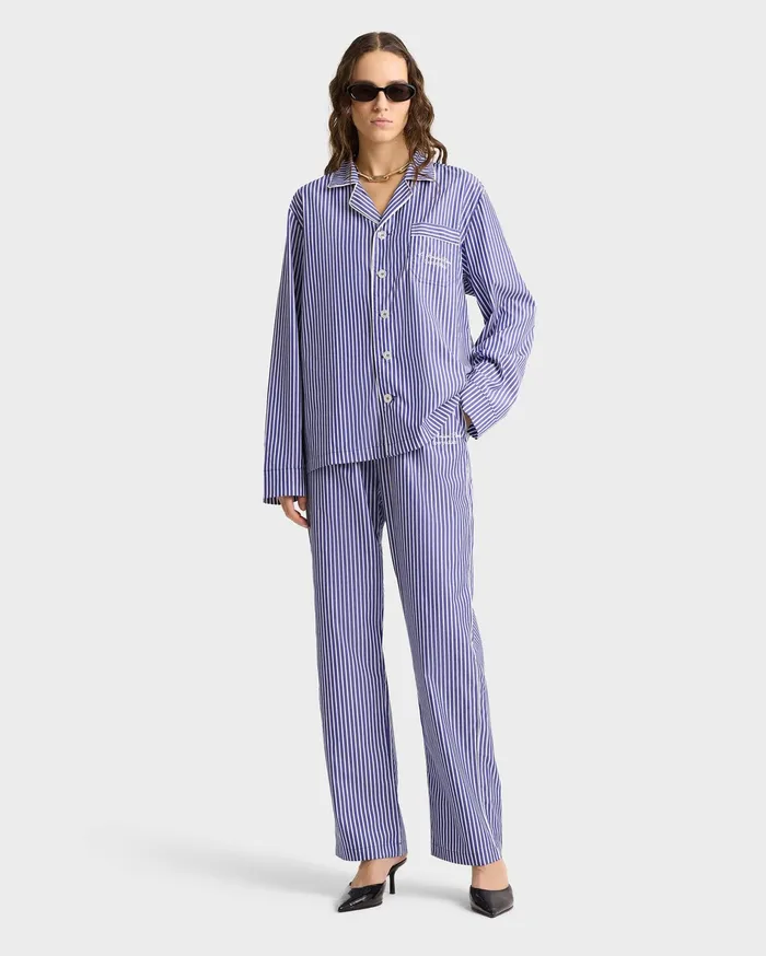 Sporty and Rich Pyjamas Women Faubourg Pyjama Bottom 8211 NavyWhite