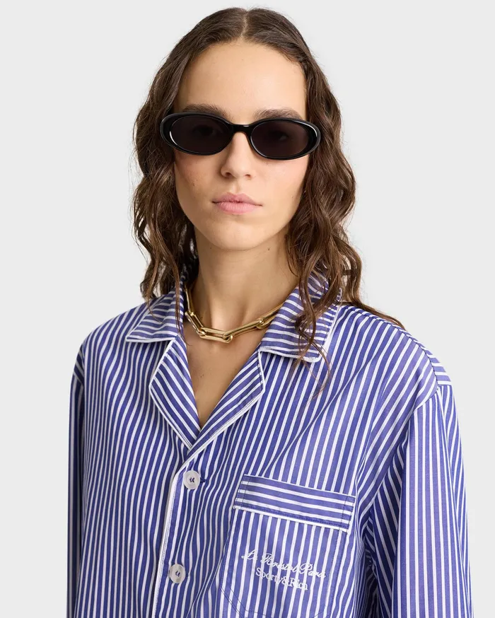Sporty and Rich Pyjamas Women Faubourg Pyjama Top 8211 NavyWhite
