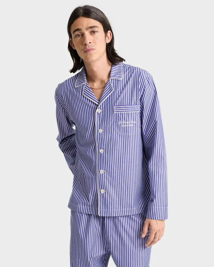 Sporty and Rich Pyjamas Women Faubourg Pyjama Top 8211 NavyWhite