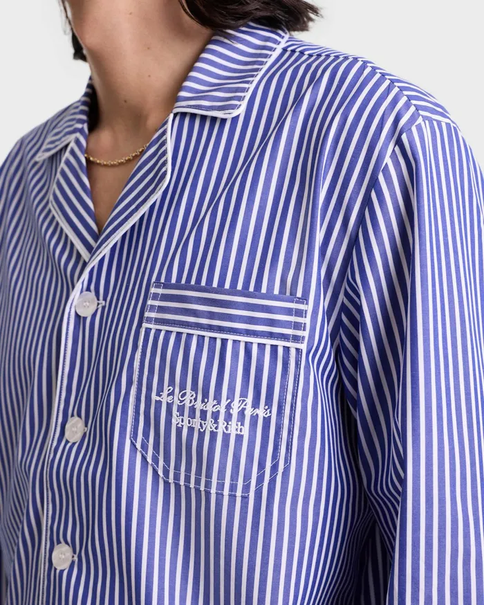 Sporty and Rich Pyjamas Women Faubourg Pyjama Top 8211 NavyWhite